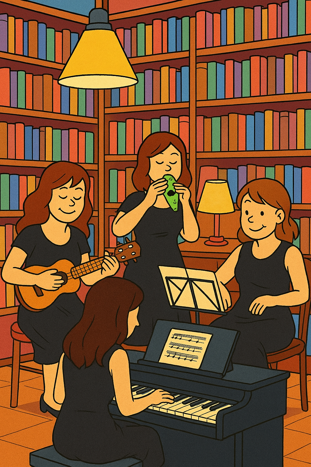 Musizierene Buchhändlerinnen